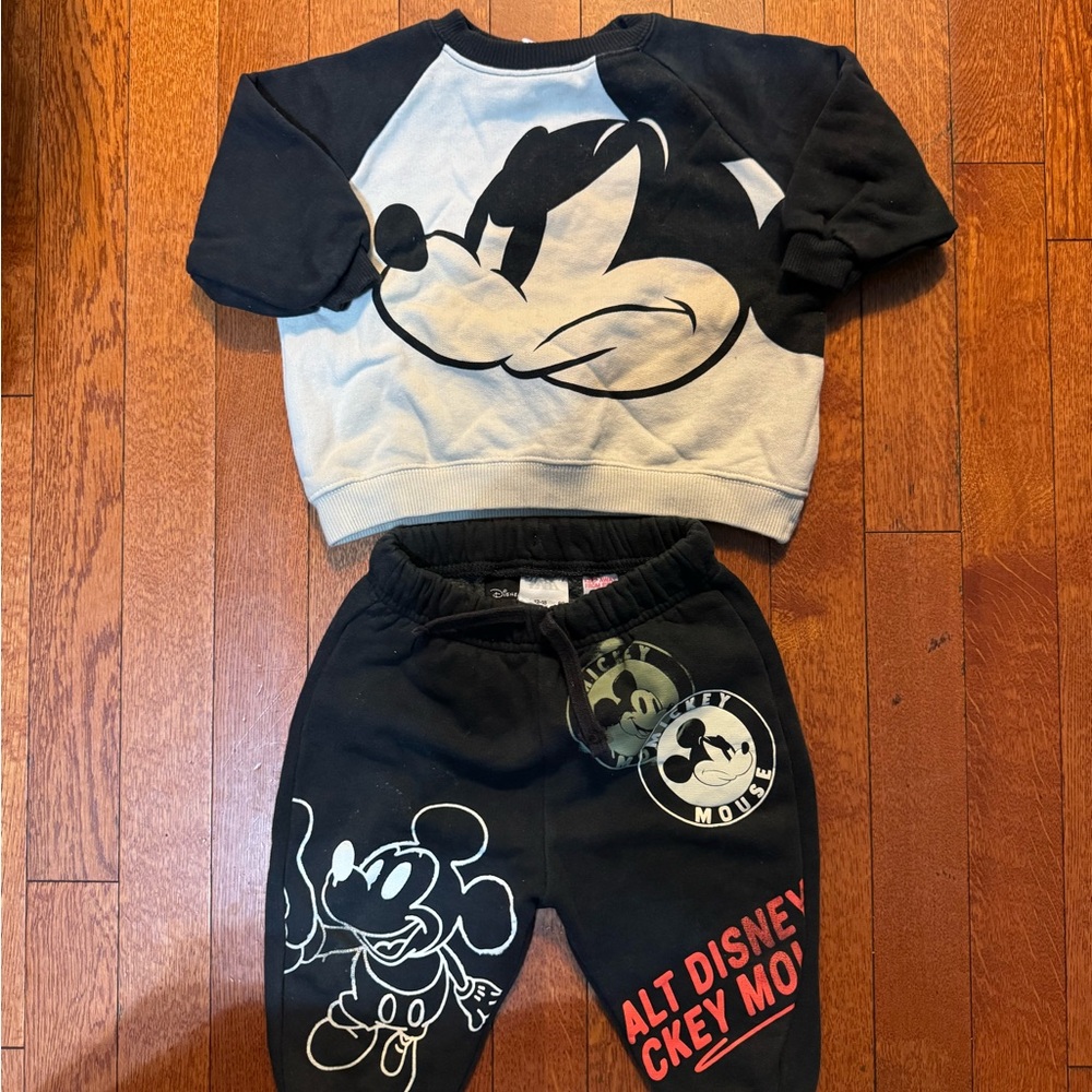 Zara Disney Mickey Mouse jogger sweatshirt set